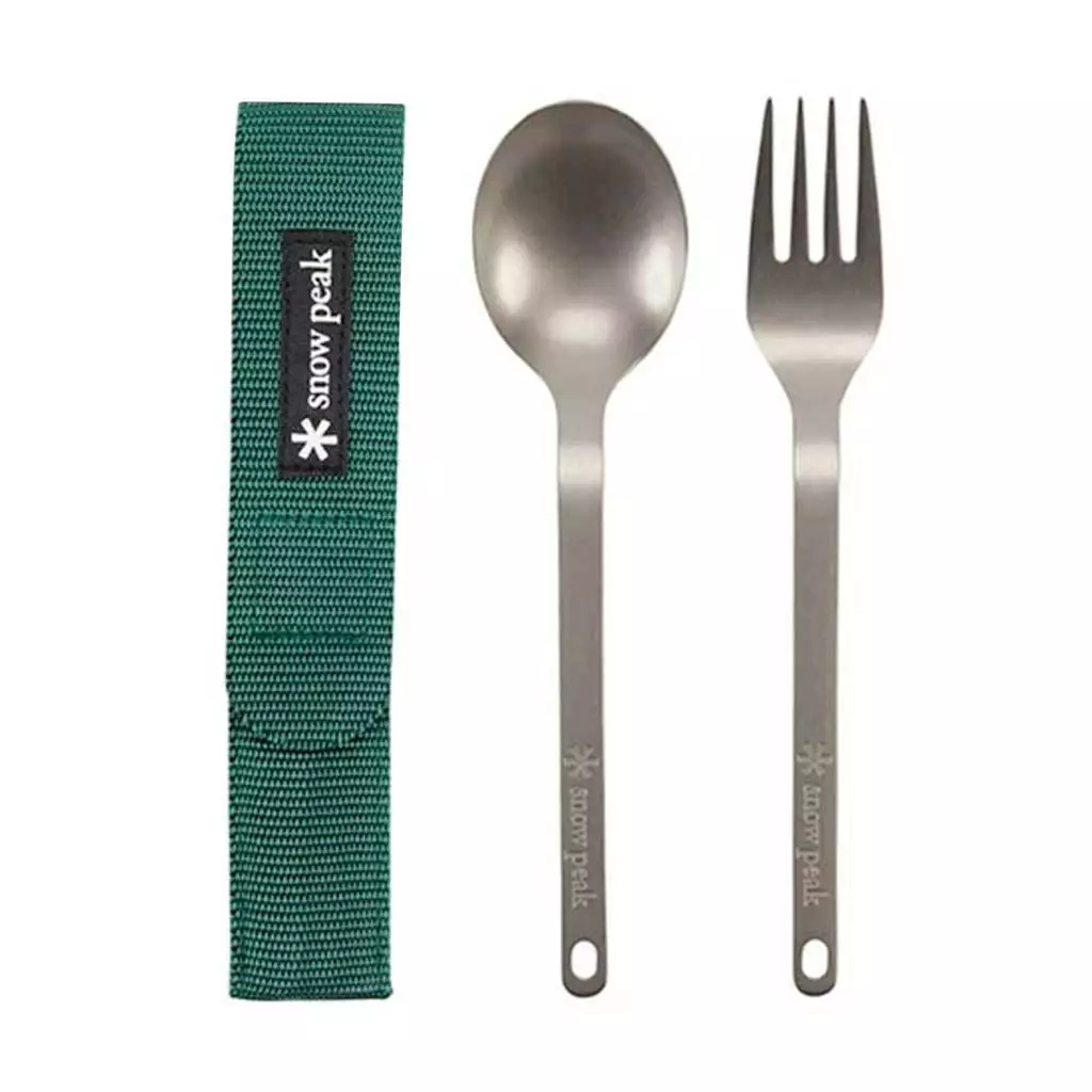 Snow Peak Camping Kit Titanium Fork & Spoon Set 3 Snow Peak Camping Kit Titanium Fork & Spoon Set