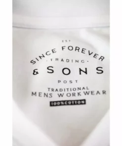 &SONS Classic White V-Neck T-Shirt Clothing